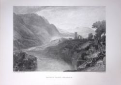J.M.W Turner Merrick Abbey Swaledale Yorkshire Antique Steel Engraving-87-TR