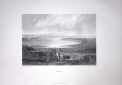 J.M.W Turner View of Poole Dorset Antique Steel Engraving-118-TR