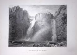 J.M.W Turner High Force of Fall of Tees Yorkshire Antique Steel Engraving-101-TR