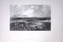 J.M.W Turner View of Rye Sussex Antique Steel Engraving-46-TR