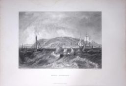 J.M.W Turner Mount Edgecomb Cornwall Antique Steel Engraving-40-TR