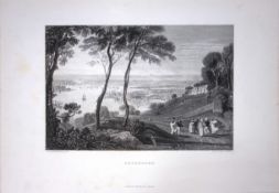 J.M.W Turner View Over Devonport Devon Antique Steel Engraving-111-TR