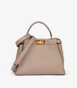 Fendi Dove Grey Soft Calfskin Leather Medium Peekaboo