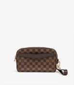 Louis Vuitton Damier Ebene Coated Canvas & Brown Calfskin Leather Pochette Saint Paul