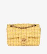 Chanel Canary Yellow Tweed Fabric 224 2.55 Reissue Double Flap Bag