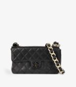 Chanel Black Quilted Lambskin Vintage Mini Classic Single Flap Bag