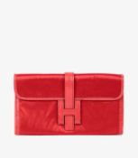 Hermès Rouge Braise Lizard Leather & Silk Jige Elan 29