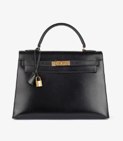 Hermès Black Box Calf Leather Vintage Kelly 32cm Sellier