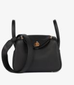 Hermès Black Clemence Leather Mini Lindy 20