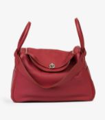 Hermès Rubis Clemence Leather Lindy 34cm