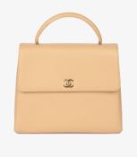 Chanel Beige Caviar Leather Vintage Classic Kelly
