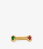Chanel Gripoix Glass Gold Tone Logo Brooch