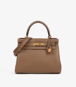 Hermès Beige de Weimar Evercolour Leather Kelly 28cm Retourne