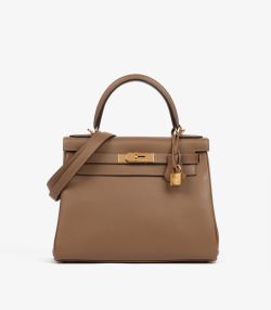 Hermès Beige de Weimar Evercolour Leather Kelly 28cm Retourne