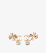 Chanel Crystal Gold Tone Four Leaf Clover CC Stud Earrings