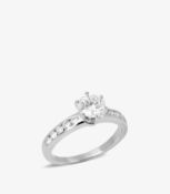 Tiffany & Co. Brilliant Cut 1.03ct with Diamond Shoulder Platinum Tiffany Setting Ring