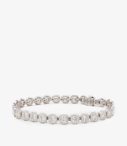 De Beers Cushion Cut Diamond 18ct White Gold Aura Bracelet