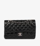 Chanel Black Quilted Lambskin Leather Medium Classic Double Flap Bag