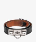 Hermès Black Rivale T1 Double Tour Bracelet
