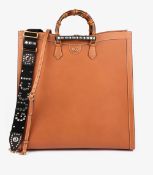 Gucci Brown Calfskin Leather Maxi Diana