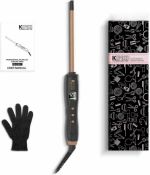 KIPOZI 3/10 Inch Ceramic Thin Curling Iron Wand Curler Iron Fast Heat Resistant L11a