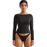 8 x Boat Neck Double Lined Gym Crop Tops L9b