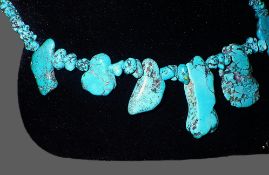 Turquoise nuggets necklace & earrings set