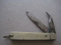 Antique French Bone Hafted Twin Bladed Penknife, c1900