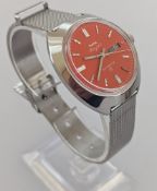 Vintage HMT Rajat Automatic Watch – Orange Dial – Day Date – Working