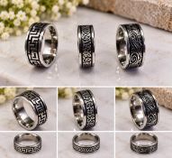 Title: Set of 3 Stainless Steel Engraved Rings Description: Set of three stylish stainless steel