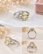 Title: Natural Lemon Quartz Ring 3.94 Carats Description: Ring featuring a 3.94 carat natural