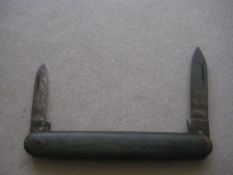 Antique French Horn Hafted Twin Steel Bladed Penknife, c1900