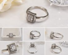 Title: Moissanite Ring 5mm Centre Stone Description: Silver-tone ring featuring a sparkling 5mm