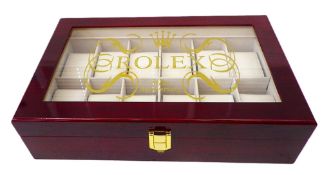 A Top Quality 12 Watch Exhibition Polished Wooden Case