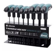 T-Handle Allen Wrench Set – Metric Hex Key Set (2.0mm–10mm, 8PCS) With Storage Rack