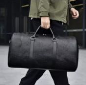 Vintage Crocodile Pattern Duffel Bag – Retro Style Travel Tote With Shoulder Strap