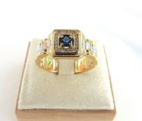 Men's Two Tone Stainless Steel Zircon Gemstone Ring