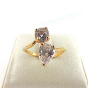 14k Gold On Silver CZ Gemstone Ring