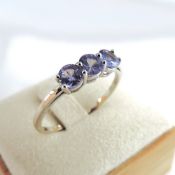 925 Silver Tanzanite Trilogy Gemstone Ring 'New'
