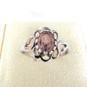 Vintage 925 Sterling Silver Amethyst Gemstone Ring