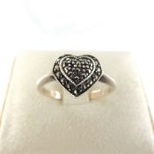 925 Silver Heart Marcasite Ring
