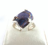 925 Silver Purple Copper Charoite Gemstone Ring