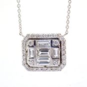 Natural Diamond 18K White Gold Necklace