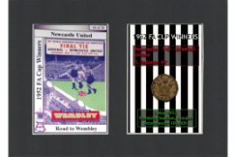 Newcastle United 1952 FA Cup Winners Mount & Penny Coin Metal Art.