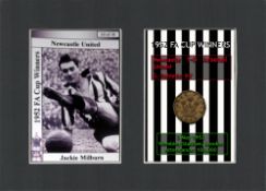Jackie Milburn Newcastle United 1952 Winners Mount & Penny Coin Metal Art.