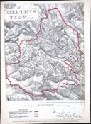 Merthyr Tydfil Wales Boundary Commission 157-Year-Old Coloured Antique Map.
