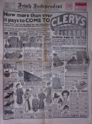 Irish Independent WW2 87 Years-Old Rare Newspaper Adverts, GAA Results, Etc.