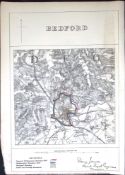 Bedford Bedfordshire Boundary Commission 157-Year-Old Antique Map.