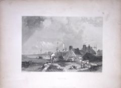 Blyth Northumberland WH Bartlett 1842 Antique Steel Engraving-7-TR