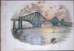 The Forth Bridge Scotland Antique Chromolithograph 8-TR